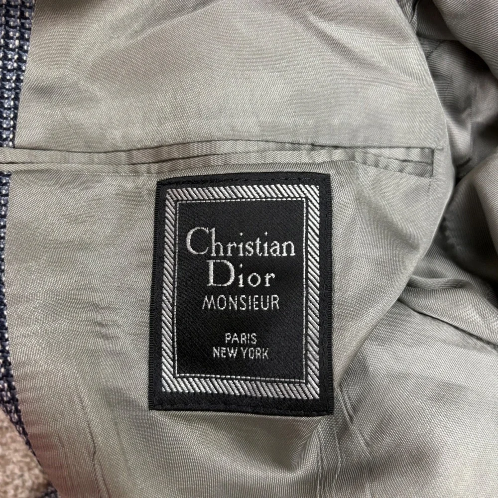 Vintage 80s Christian Dior Monsieur Single-Breasted Houndstooth Sport Coat 42R